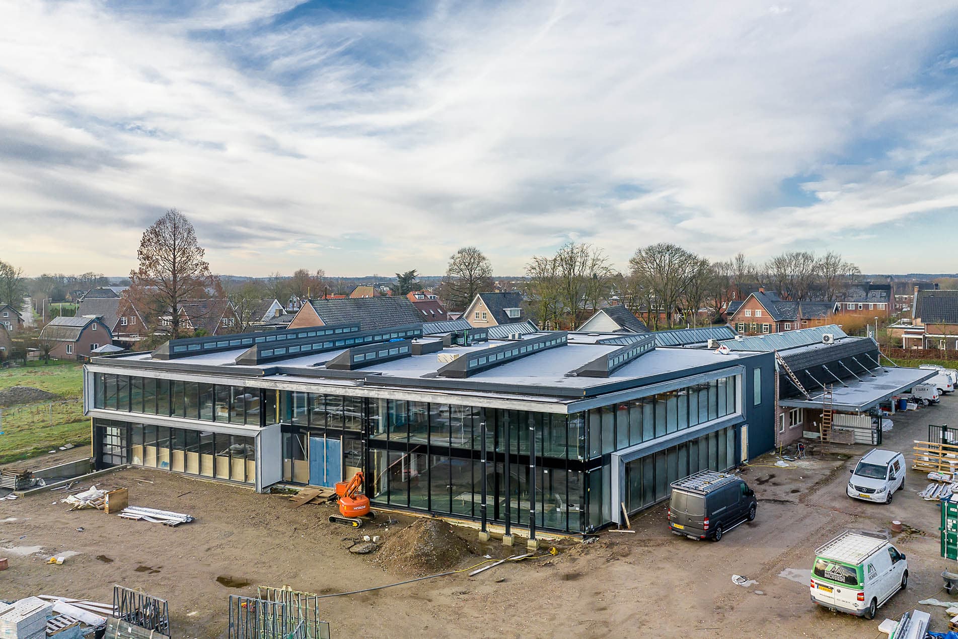 Dronefoto nieuwbouw Hek Badkamers Woudenberg